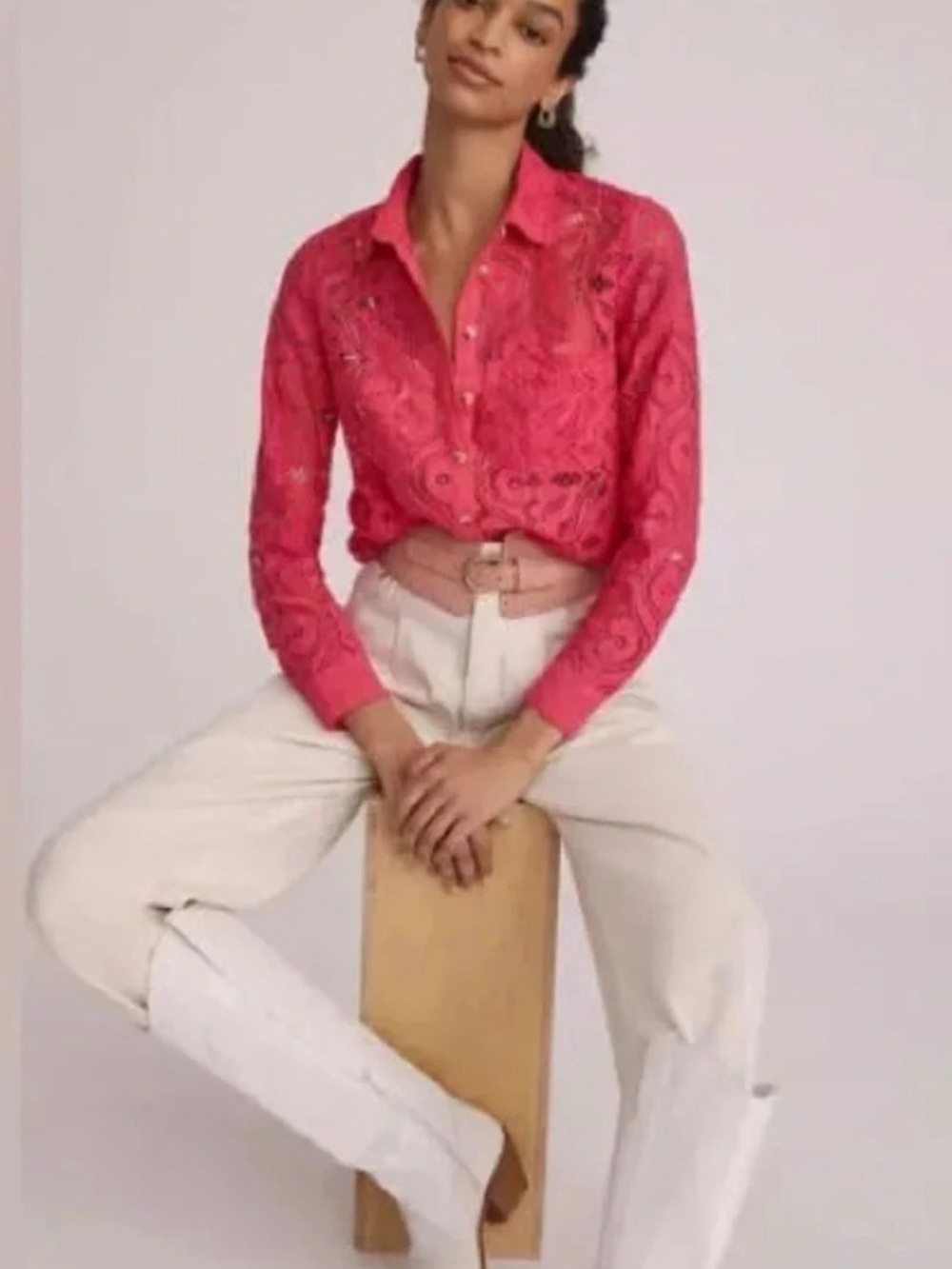 Maeve by Anthropologie Slim Buttondown Shirt in Fuchsia Pink